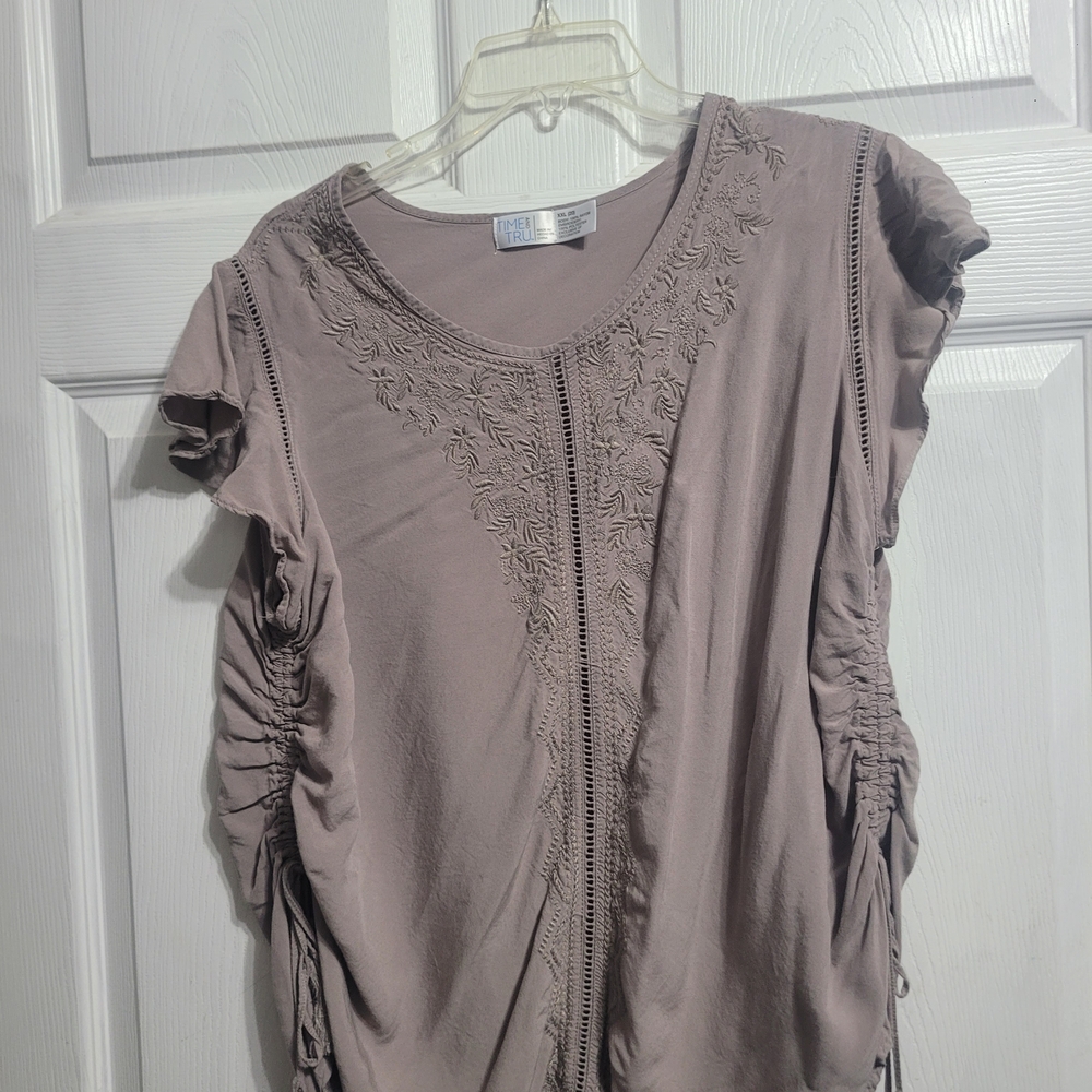Time and Tru Mauve Embroidered Blouse